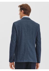 Pako Lorente - PAKO LORENTE - Granatowa marynarka w pepitkę z dzianiny. Kolor: niebieski. Materiał: dzianina. Sezon: jesień #10