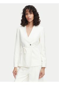Calvin Klein Marynarka LV044F408G Kremowy Regular Fit. Kolor: kremowy. Materiał: wiskoza #1