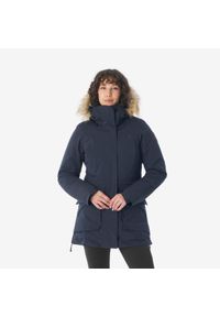 quechua - Parka turystyczna damska zimowa Quechua NH900 -20°C wodoodporna. Typ kołnierza: kołnierzyk stójkowy. Kolor: niebieski. Materiał: futro, syntetyk. Sezon: zima. Styl: sportowy