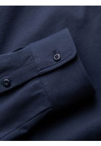 Ombre Clothing - Koszula męska bawełniana REGULAR z dzianiny single jersey - granatowa V2 OM-SHCS-0138 - XXL. Kolor: niebieski. Materiał: bawełna, dzianina, jersey. Wzór: haft, kolorowy #6