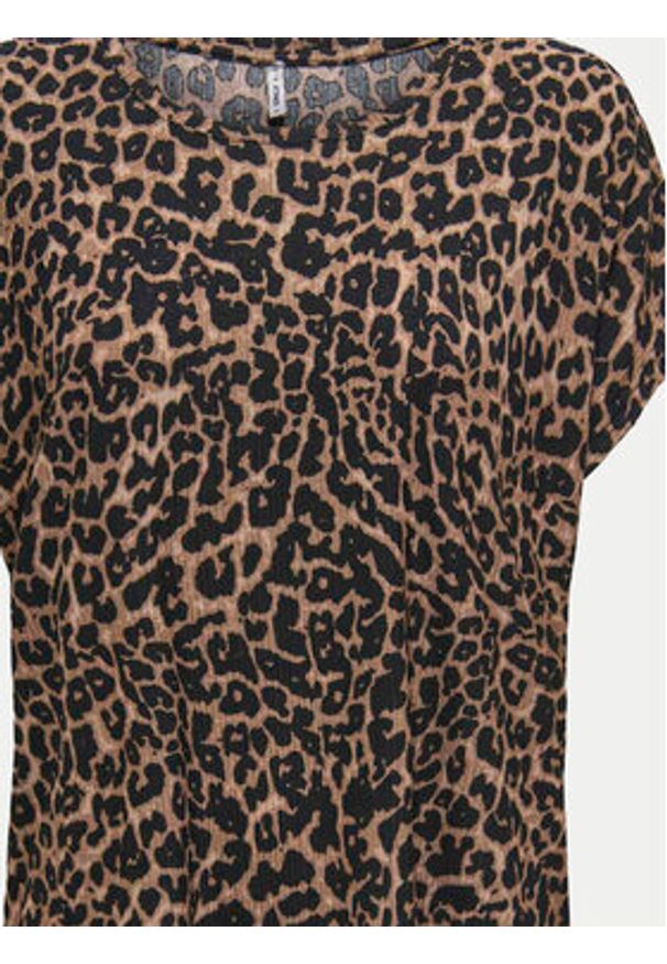 only - ONLY T-Shirt 15344399 Brązowy Regular Fit. Kolor: brązowy. Materiał: syntetyk