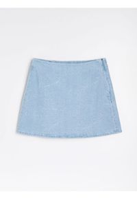 Sinsay - Jeansowa spódnica mini z haftowanymi kwiatami - niebieski. Kolor: niebieski. Materiał: jeans. Wzór: kwiaty, haft #1