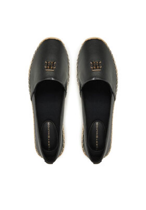 TOMMY HILFIGER - Tommy Hilfiger Espadryle Th Logo Leather Espadrille FW0FW08540 Czarny. Kolor: czarny. Materiał: skóra