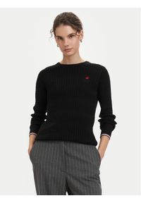 Beverly Hills Polo Club Sweter P-SS26W-M537390BLK Czarny Regular Fit. Typ kołnierza: polo. Kolor: czarny. Materiał: bawełna #1