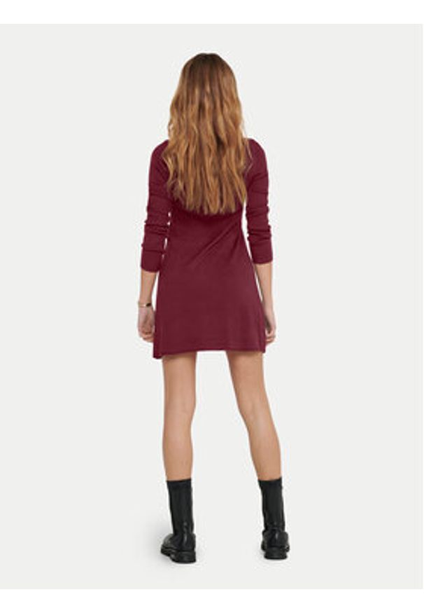 only - ONLY Sukienka dzianinowa Alma 15185761 Bordowy Regular Fit. Kolor: czerwony. Materiał: wiskoza