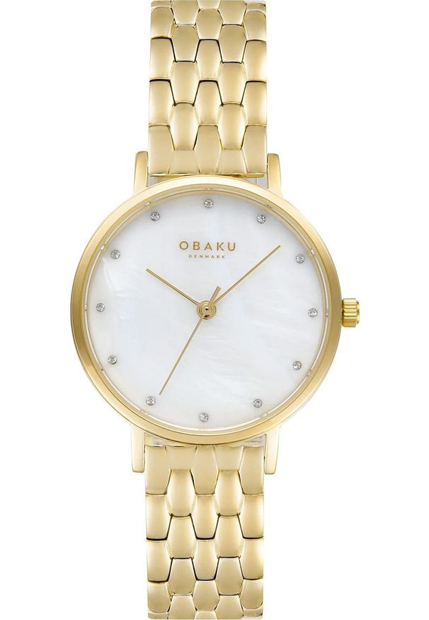 Zegarek OBAKU Zegarek damski Obaku Denmark V248LXGWSG CYRKONIE złoty. Kolor: złoty