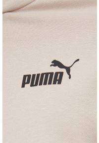 Puma bluza bawełniana 84800964 męska kolor beżowy z kapturem z nadrukiem. Typ kołnierza: kaptur. Kolor: beżowy. Materiał: bawełna. Wzór: nadruk