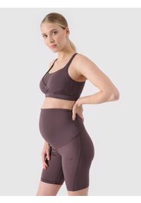 4f - 4F Legginsy ciążowe treningowe z wysokim stanem damskie - brązowe M. Stan: podwyższony. Kolekcja: moda ciążowa. Kolor: brązowy. Materiał: materiał, elastan, syntetyk, dzianina, włókno. Długość: krótkie. Wzór: ze splotem, gładki, jednolity. Sport: fitness