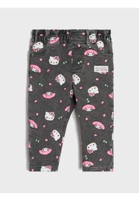 Sinsay - Jeansy jegginsy z efektem sprania Hello Kitty - szary. Kolor: szary. Materiał: jeans. Wzór: motyw z bajki #1