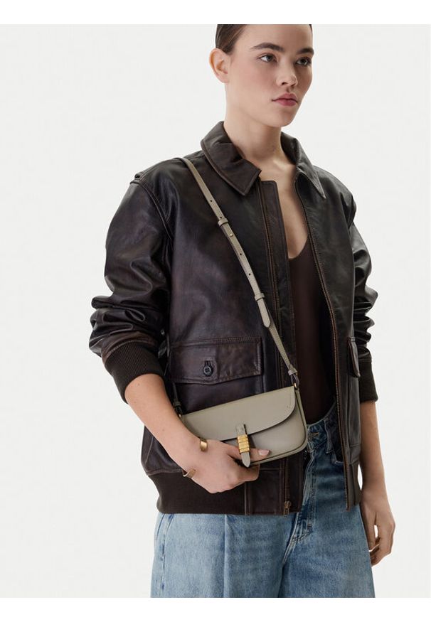 Pinko - PINKO Torebka Saddle Flat AI 25-26 PCPL 105349 A1ZX Szary. Kolor: szary. Materiał: skórzane