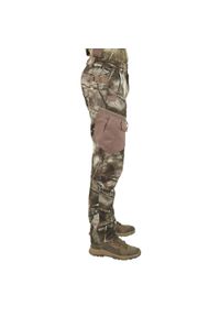 SOLOGNAC - Spodnie myśliwskie Solognac Respi 500 camo treemetic. Kolor: brązowy, zielony, wielokolorowy. Materiał: materiał, poliester, bawełna. Sport: outdoor