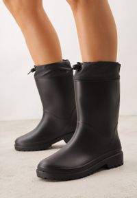 Born2be - Czarne Kalosze ze Stoperem na Cholewce Eunosa. Okazja: na co dzień. Kolor: czarny. Materiał: jeans. Szerokość cholewki: normalna. Styl: casual, elegancki #4
