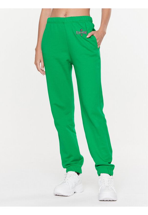 Chiara Ferragni Spodnie dresowe 74CBAT01 Zielony Regular Fit. Kolor: zielony. Materiał: bawełna, dresówka