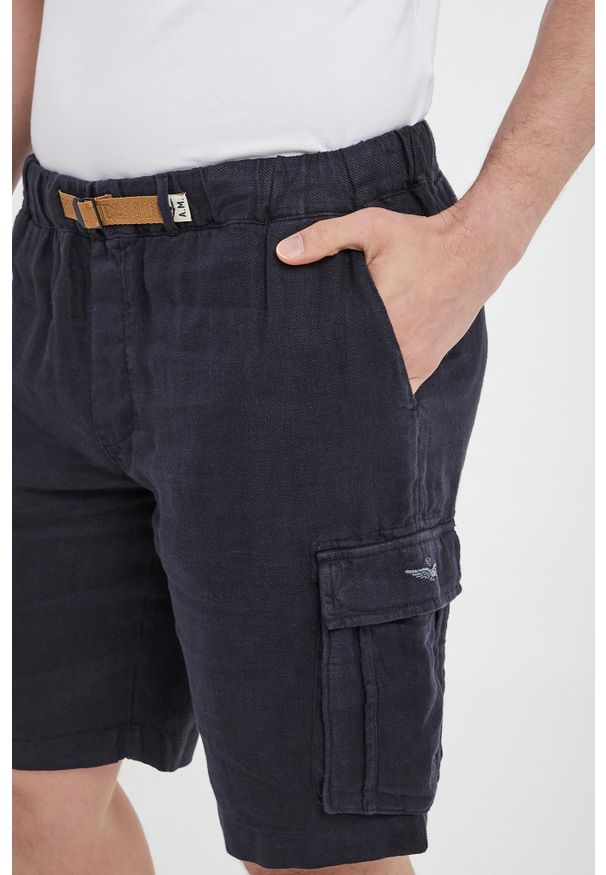 Aeronautica Militare - Bermudy męskie lniane AERONAUTICA. Materiał: len