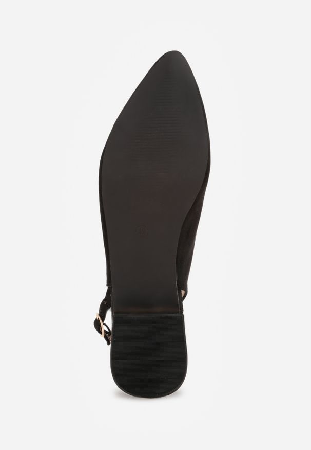 Renee - Czarne Sandały Vices z Odkrytą Piętą i Szpiczastym Noskiem Zdobione Aplikacją Edithania. Okazja: do pracy, na co dzień, na spotkanie biznesowe. Nosek buta: szpiczasty. Kolor: czarny. Materiał: jeans. Wzór: aplikacja. Styl: biznesowy, casual