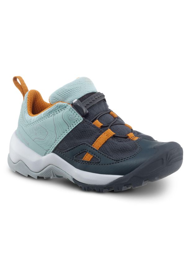 quechua - Buty turystyczne dla dzieci Quechua Crossrock. Kolor: wielokolorowy, zielony, szary, brązowy. Materiał: kauczuk, guma. Szerokość cholewki: normalna. Sport: wspinaczka