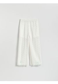 Reserved - Strukturalne spodnie z szortami - złamana biel. Materiał: dzianina #1