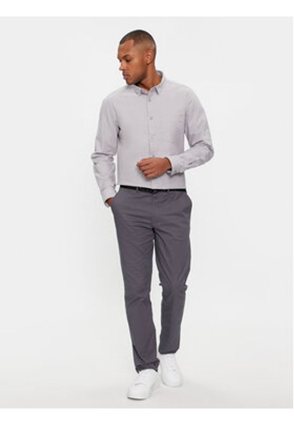 Calvin Klein Koszula Oxford K10K112155 Szary Regular Fit. Kolor: szary. Materiał: bawełna