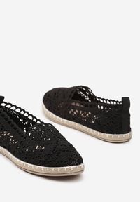 Born2be - Czarne Espadryle Prannes. Okazja: na co dzień. Kolor: czarny. Materiał: materiał. Wzór: aplikacja, ze splotem, ażurowy. Styl: casual, boho