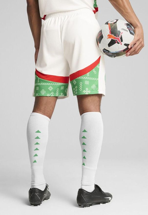Puma - Szorty Maroc CAN 2025. Kolor: biały, zielony, czerwony, wielokolorowy. Sport: piłka nożna