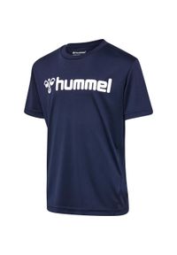 Hummel Koszulka poliestrowa sportowa Poly Logo Jersey Kids. Kolor: niebieski. Materiał: jersey, poliester