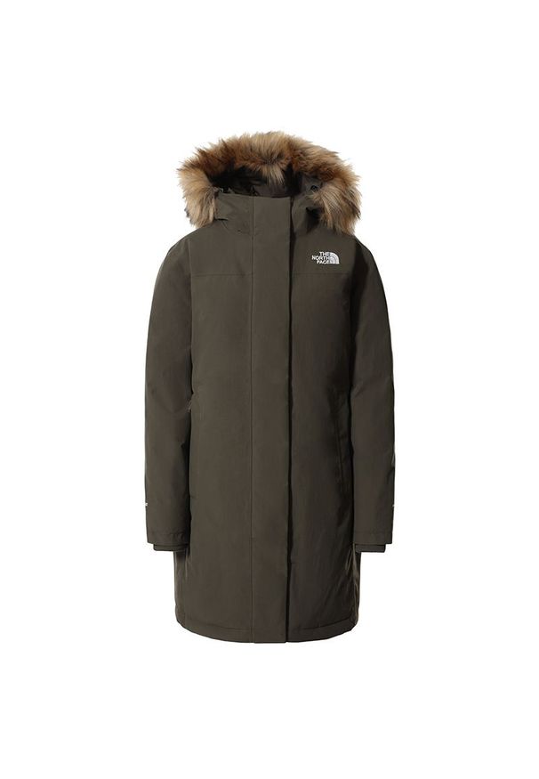 Kurtka The North Face Arctic 0A4R2V21L1 - zielona. Kolor: zielony. Materiał: nylon, materiał, bawełna, futro, puch. Wzór: aplikacja. Sezon: zima. Styl: klasyczny