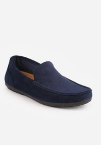 Born2be - Granatowe Półbuty Mokasyny z Przeszyciami przy Nosku Orusa. Okazja: na co dzień, do pracy. Kolor: niebieski. Materiał: len, jeans. Wzór: gładki. Styl: elegancki, casual #2