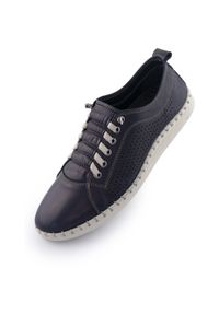 ENELL - Damskie skórzane buty Nell - Styl i komfort na każdy dzień. Kolor: niebieski. Materiał: skóra
