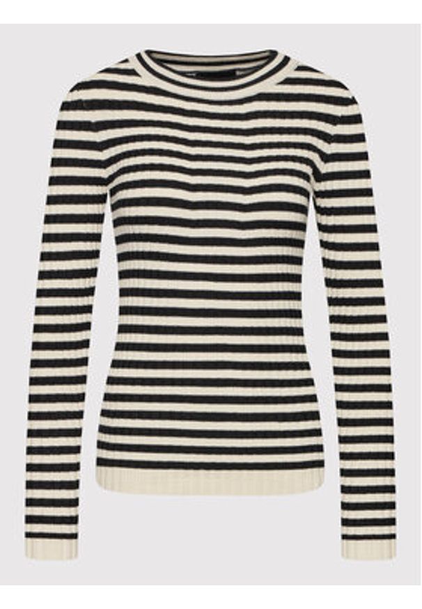 Pieces Sweter Crista 17115047 Beżowy Slim Fit. Kolor: beżowy. Materiał: wiskoza