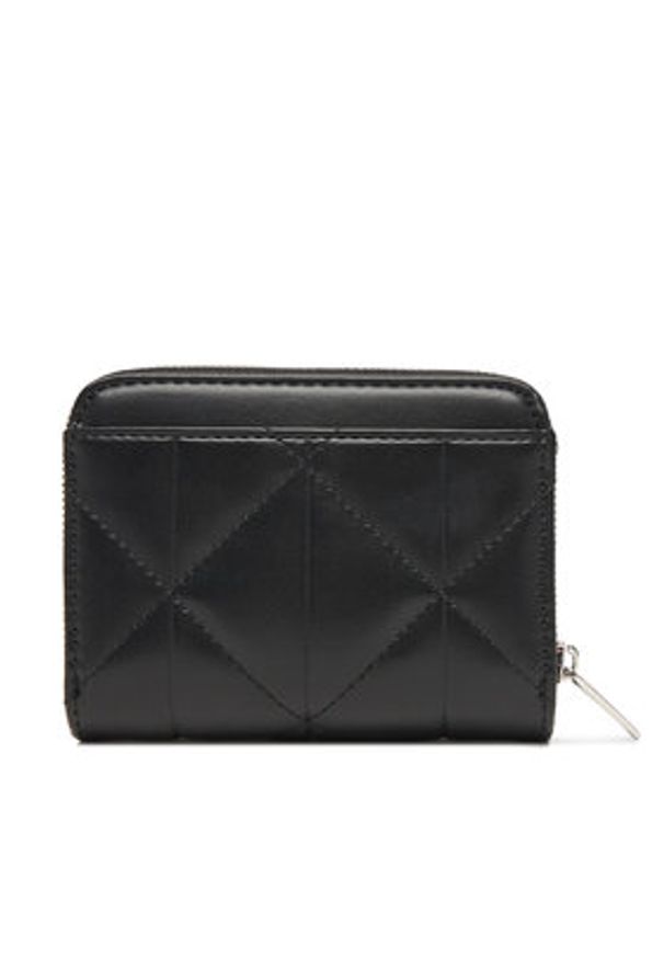 Calvin Klein Portfel Quilted Flap Zip Around LV04F1124G Czarny. Kolor: czarny. Materiał: skóra
