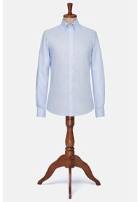 Lancerto - Koszula Błękitna Lniana Hampshire. Typ kołnierza: button down. Kolor: niebieski. Materiał: len. Wzór: ze splotem. Styl: vintage
