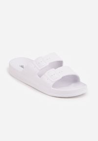 Born2be - Białe Klapki z Dwoma Paskami i Klamrami Alexie. Okazja: na co dzień. Kolor: biały. Materiał: len, jeans. Wzór: paski. Sezon: lato. Styl: wakacyjny, casual, klasyczny #4