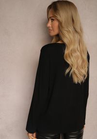 Renee - Czarna Bluzka z Bawełną Ozdobiona Koronką Teralen. Okazja: na randkę, na co dzień. Kolor: czarny. Materiał: bawełna, koronka. Długość rękawa: długi rękaw. Długość: długie. Wzór: koronka, aplikacja. Styl: casual #5