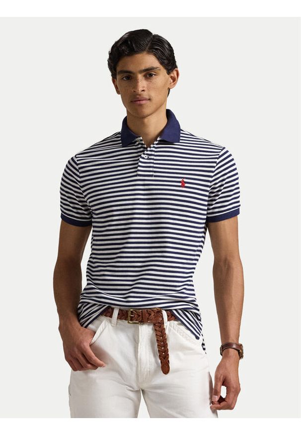 Polo Ralph Lauren Polo 710956682001 Granatowy Custom Slim Fit. Typ kołnierza: polo. Kolor: niebieski. Materiał: bawełna