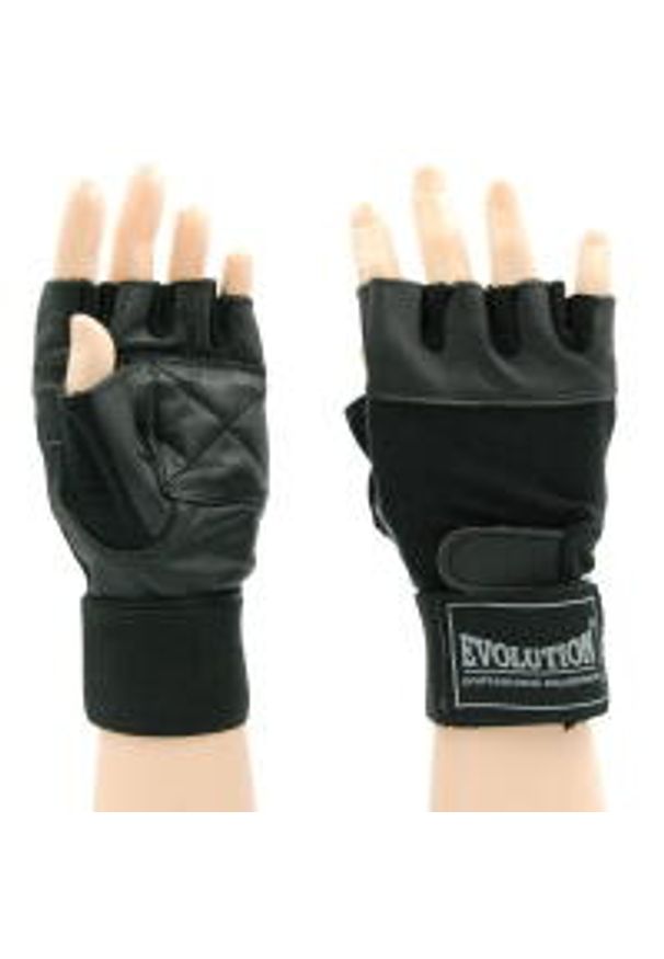 EVOLUTION PROFESSIONAL EQUIPMENT - Rękawice fitness Evolution Professional Equipment ze skóry naturalnej Standard. Kolor: czarny. Materiał: skóra. Sport: fitness