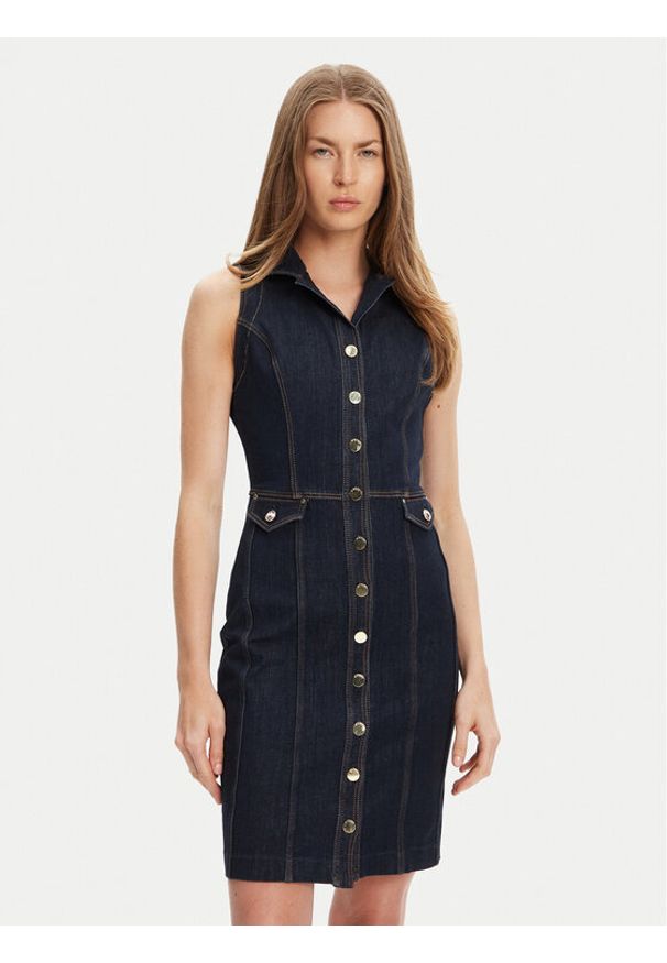 Guess Sukienka jeansowa W5YK24 D5PW1 Granatowy Regular Fit. Kolor: niebieski. Materiał: bawełna