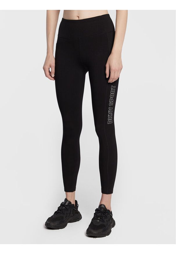 DKNY Sport Legginsy DP1P2864 Czarny Slim Fit. Kolor: czarny. Materiał: bawełna. Styl: sportowy