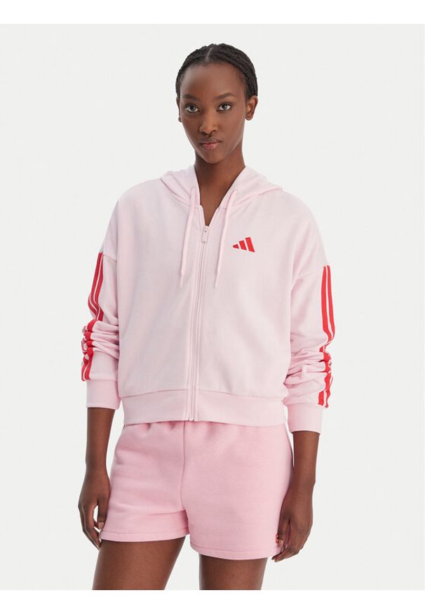 Adidas - adidas Bluza Essentials 3-Stripes KD4789 Różowy Regular Fit. Kolor: różowy. Materiał: bawełna