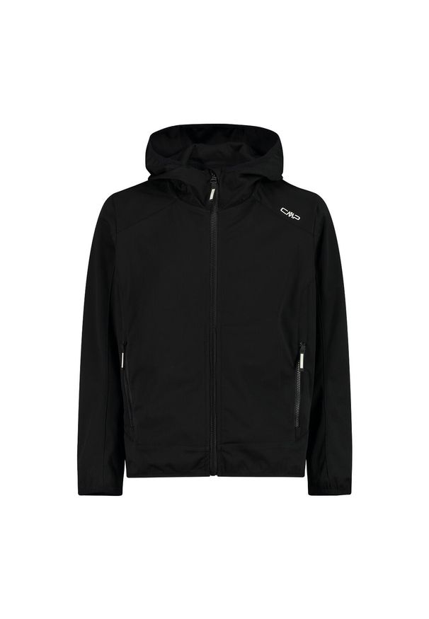 Kurtka dziecięca z kapturem CMP. Typ kołnierza: kaptur. Kolor: czarny, wielokolorowy, biały. Materiał: softshell. Styl: sportowy