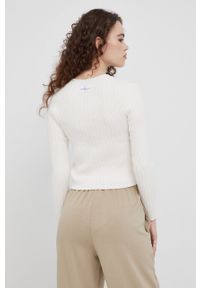 Calvin Klein Jeans kardigan damski kolor beżowy lekki. Kolor: beżowy. Materiał: materiał, dzianina. Długość rękawa: długi rękaw. Długość: długie