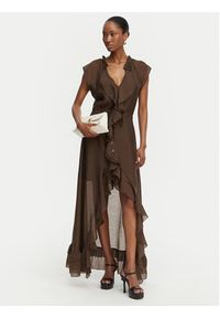 Guess Sukienka koktajlowa W6GK87 W2111 Brązowy ciemny Regular Fit. Kolor: brązowy. Materiał: wiskoza. Styl: wizytowy #3