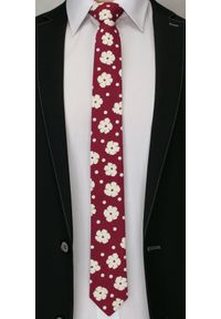 Oryginalny Krawat - 6 cm - Alties, Czerwień w Duże Kwiaty. Kolor: czerwony. Materiał: tkanina. Wzór: kwiaty. Styl: elegancki, klasyczny, wizytowy #2