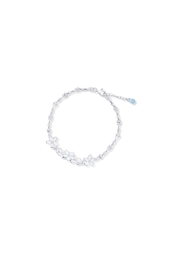 W.KRUK - Bransoletka srebrna Kwiaty Nocy Biały Bez. Materiał: srebrne. Kolor: srebrny, biały, wielokolorowy. Wzór: kwiaty. Kamień szlachetny: cyrkonia