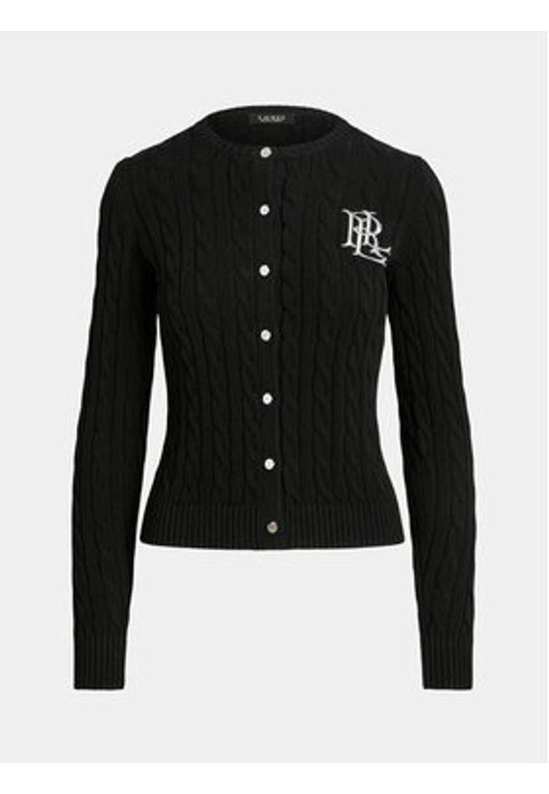 Lauren Ralph Lauren Kardigan 200932225003 Czarny Slim Fit. Kolor: czarny. Materiał: bawełna