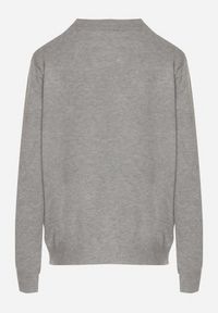 Born2be - Szary Casualowy Sweter z Wełną i Bawełną Nedalla. Okazja: na co dzień. Kolor: szary. Materiał: wełna, bawełna. Długość rękawa: długi rękaw. Długość: długie. Styl: casual #3