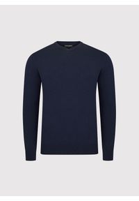 Pako Lorente - PAKO LORENTE - ranatowy sweter męski v-neck. Okazja: na co dzień. Kolor: niebieski, czerwony. Materiał: nylon, wiskoza. Sezon: jesień. Styl: casual #8