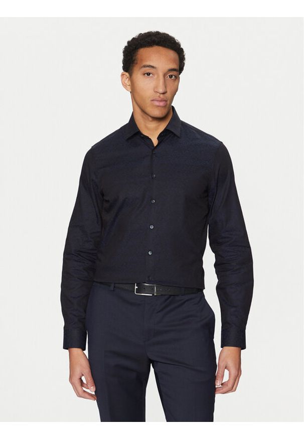 Calvin Klein Koszula K10K113840 Granatowy Slim Fit. Kolor: niebieski. Materiał: bawełna