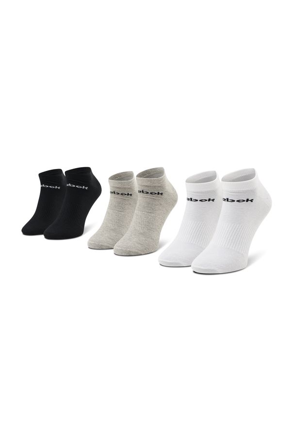 Zestaw 3 par niskich skarpet unisex Reebok - Act Core Low Cut Sock 3P GH8229 Mgreyh/White/Black. Kolor: biały, wielokolorowy, czarny, szary. Materiał: bawełna, poliester, elastan, materiał, nylon