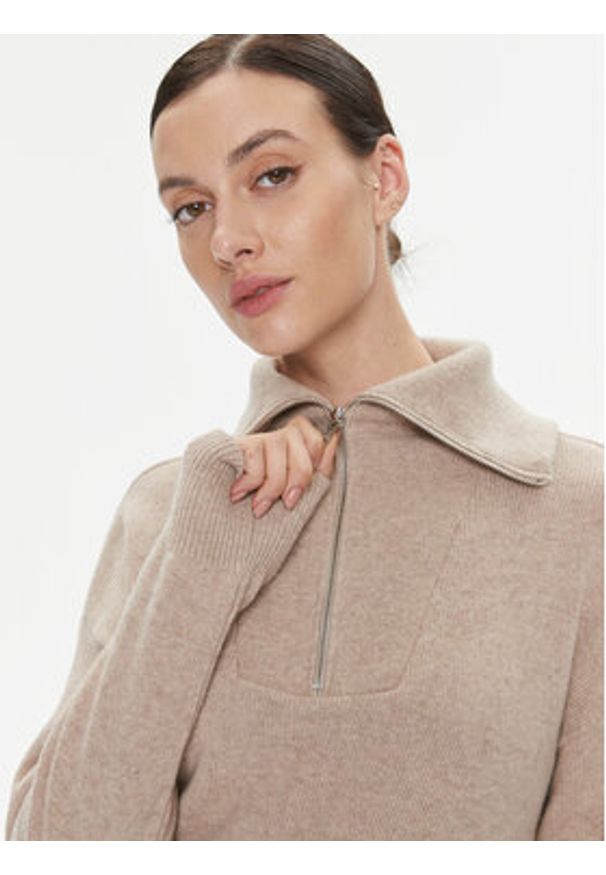 Marella Sweter Ruby1 2339460839200 Beżowy Regular Fit. Kolor: beżowy. Materiał: wełna