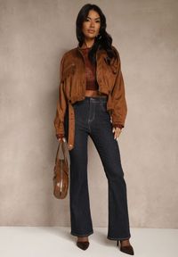 Renee - Niebieskie Jeansy Flare High Waist Salinnava. Okazja: na imprezę, na randkę, na co dzień. Stan: podwyższony. Kolor: niebieski. Styl: retro, casual, klasyczny #4